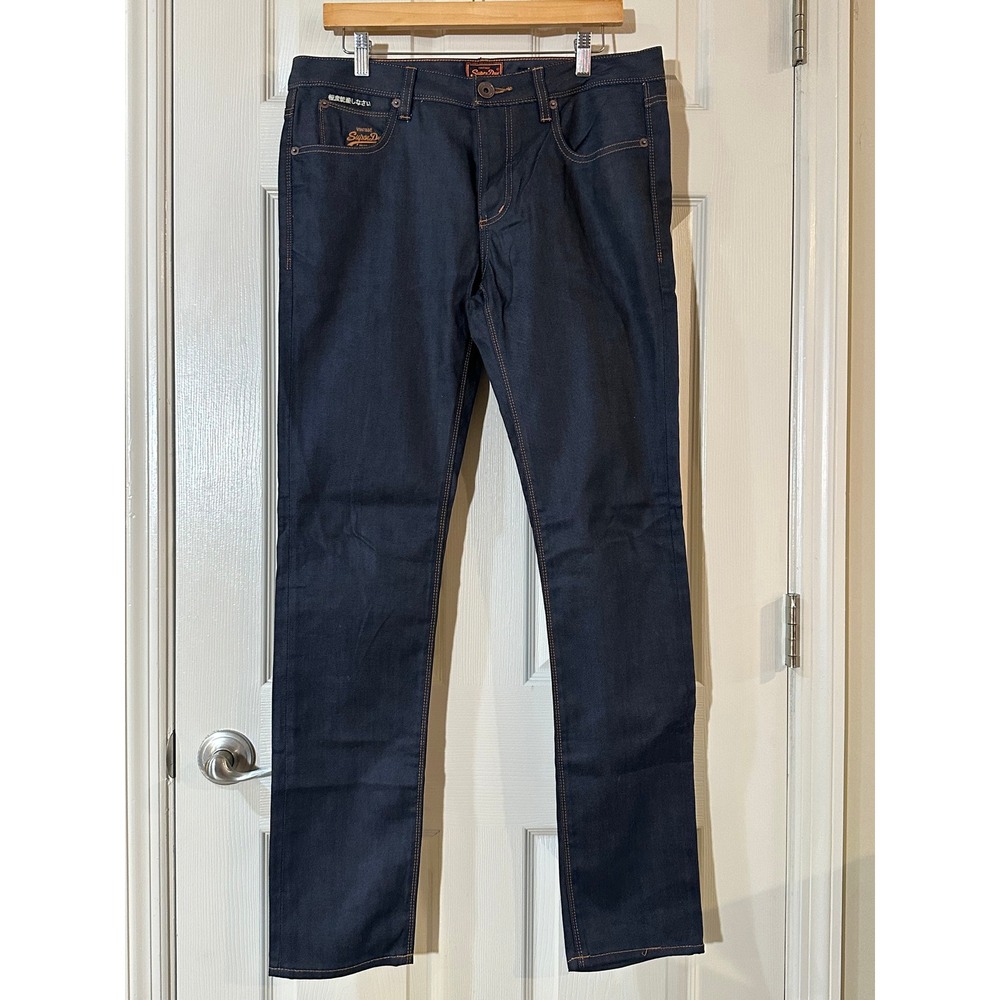 Superdry Vintage Skinny Jeans Mens Indigo Blue Dark Wash Denim‎ Pants 33 Inseam